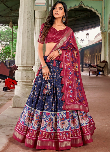 Purple And Pink Silk Patola Printed Lehenga Choli With Dupatta
